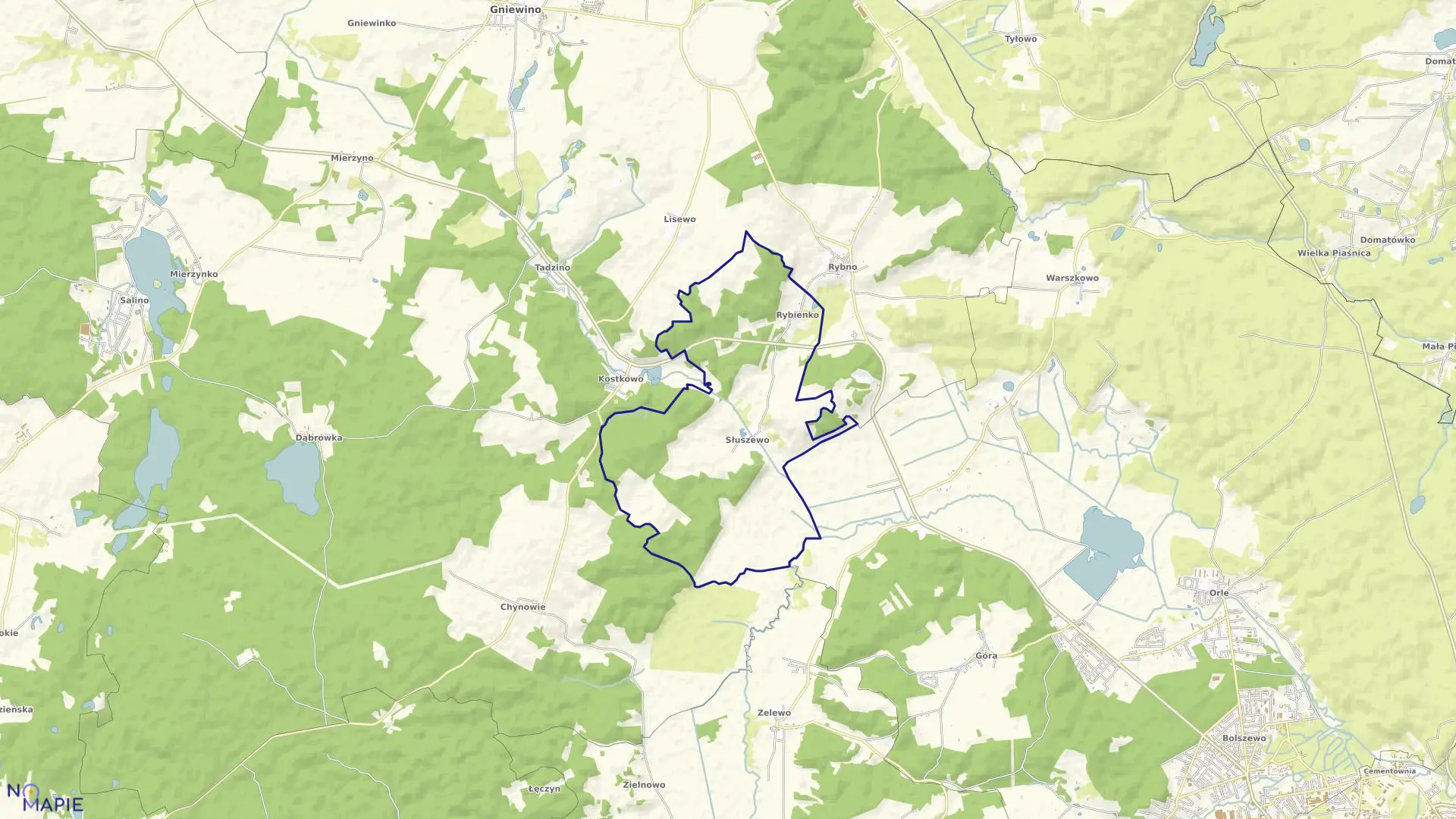 Mapa obrębu Słuszewo w gminie Gniewino